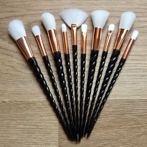 NWT 10 Black & Copper Unicorn Brushes Set